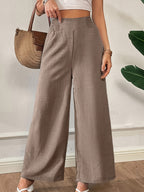 Women's Wide Leg Pants Casual Solid Color Loose Fit Woven Trousers Versatile Trendy Bottoms S M L XL XXL Camel Black Deep Red Coffee