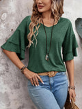 Women's V-Neck Knit T-Shirt Summer Casual Tops Lightweight Polyester Solid Color Tee Green Black Blue Grey Khaki Coffee S-XXL