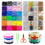 7200pcs Clay Beads Bracelet Making Kit Colorful Soft Clay Beads for DIY Friendship Bracelets Jewelry Making with Storage Box Complete Bead Set for Girls Kids Teens Adults Craft Supplies