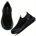 Steel Toe Work Shoes for Men Slip-On Lightweight Safety Sneakers Puncture-Resistant Non-Slip Loafers Black Grey Blue Sizes US 5.5-14
