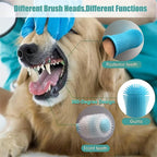 3-Piece Pet Dental Care Silicone Toothbrush Set 360° Finger Brush & Micro-Ciliated Brush for Dogs & Cats Soft Gentle No Battery Required