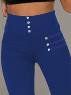 Women's High-Waisted Beaded Leggings - Elastic Slim Fit Shaping Pants, Non-See-Through, Machine Washable, Spring Summer Fall Wear, Multi-Color Options S-XXL