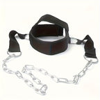 Neck Training Band with Chain Heavy Duty Adjustable Neck Strengthener for Athletes Strength Training Neck Muscle Recovery – Fitness Resistance Head Harness for Home Gym Workouts, Black