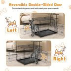 Folding Metal Wire Dog Crate Double Door with Divider Panel Leak-Proof Pan Tray Pet Kennel Indoor Outdoor Travel Small Medium Large XL Dogs 4 Sizes