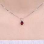 925 Sterling Silver Natural Gemstone Oval Cut Pendant Necklace for Women – Amethyst Citrine Garnet Peridot Topaz Multi-Faceted Fine Jewelry, Elegant Dating Daily Gift for Girls
