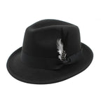 Short Brim Felt Fedora Hat for Men & Women – Classic Feather Panama Dress Hat in 7 Colors, Black Brown Navy Red Gray Coffee, Unisex Jazz Cap for Formal Casual Daily Wear