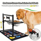 Elevated Dog Bowl Stand with Slow Feeder & Spillproof Mat - Height Adjustable 4.5"-12" Raised Dog Feeder with 2 Stainless Steel Bowls - Iron Frame Dog Bowl Stand for Large Medium Dogs Joint Health