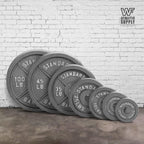 Cast Iron Weight Plates 2-Inch Solid Baked Enamel Finish for Strength Training Weightlifting Bodybuilding Powerlifting Home Gym Barbell 2.5 5 10 25 35 45 100LB