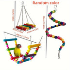 Bird Toy Set Swing Climbing Ladder Stairs Colorful Bells for Small Medium Parrots Cockatiels Budgies Parakeets – Educational Chew Boredom Relief Toys Random Colors 3/5/7/10pcs