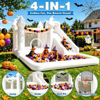Bounce House with Blower for Kids 13x10x8 Ft – White Inflatable Bouncy Castle for Backyard, Ball Pool, Parties & Weddings, Oxford Cloth, Mesh Walls, 2-Min Setup, 200 LBS Capacity