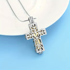 Cross Cremation Urn Necklace for Ashes - Stainless Steel Memorial Pendant Necklace, Keepsake Cremation Jewelry for Human or Pet Ashes, Sympathy Gift for Loss of Loved One, Father, Mother, Pet
