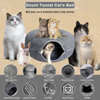 Cat Tunnel Bed Doughnut Cat Cave with Hairball Toys - Indoor Cat Hideout Nest Hole Year-Round - Cozy Donut Cat Sleeping Bed Tunnel for Cats Kittens - Available in 20 & 24 Inch Dark Gray Light Gray