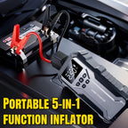 Portable Car Jump Starter Kit Multi-Function 12V Battery Booster with LED Flashlight SOS Rescue Light Air Pump for Cars Trucks Emergency Power Accessory