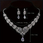 Bridal Jewelry Set 3 Pieces Silver Plated Crown Necklace & Earrings for Bride – Wedding Tiara Jewelry Set for Bridesmaid Prom Queen Birthday Banquet, June Birthstone Gift for Women