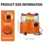 9000 BTU 2-in-1 Propane Camping Stove & Heater with Gas Hose & MAPP Converter – Adjustable Flame Portable Indoor Outdoor Gas Burner, Stainless Steel, 10.7x7 Inch Compact Design for Camping Cooking & Emergency Use