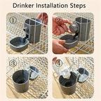 Automatic Hanging Cage Pet Feeder and Waterer Gravity Self-Feeding Drinking Bowl Set for Rabbits Cats Dogs Guinea Pigs 40oz Feeder 17oz Drinker