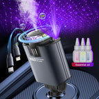 3-in-1 Car Charger Air Freshener & Starry Sky Ceiling Light – Dual Retractable Type-C & Lightning Cable 80cm, Aromatherapy Diffuser for iPhone 16/15 Samsung S25/S24, Car Interior Upgrade Gift