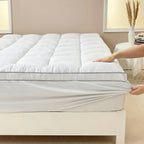 Quilted Pillow Top Mattress Topper 1000GSM Cooling - Fitted Mattress Cover Deep Pocket 8-21", Soft Mattress Protector for Twin Full Queen King Cal King
