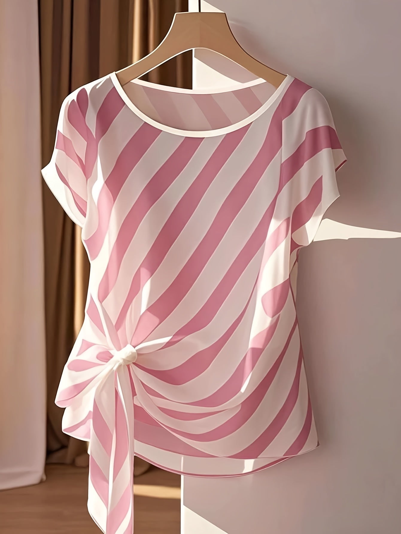 Women's Sleeveless Blouse French Style Striped Bow Detail - Semi-Sheer Round Neck Shirt Spring Summer Fall Casual Dressy Tops | Elegant French-Inspired Design Machine Washable Ladies Top