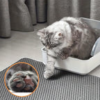 Honeycomb Double-Layer Cat Litter Mat 24x36 Inch – Urine-Proof Waterproof Scatter Trapping Washable Litter Box Mat for Indoor Cats, Reduces Mess & Easy to Clean, Black Dark Gray Light Gray