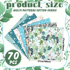 70pcs Precut Quilting Fabric Squares 10x10 Inch - Patchwork Fabric Bundle with Floral, Seasonal & Multicolor Patterns, Soft Washable Cotton Blend for Quilts, Crafts, Sewing, Holiday Decor & DIY Projects