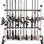 Portable Fishing Rod Holder Rack for 24 Rods Aluminum Alloy Rust-Resistant with Cushioned Grips - Lightweight Organizer for Garage, Cabin, Bedroom & Fishing Storage