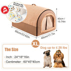 Foldable Dog Bed Cave 2-in-1 All Season – Fully Enclosed Covered Pet House with Handle, Soft Fluffy Non-Slip Washable Nest for Large, Medium & Small Dogs and Cats – Free Drool Bib – Velora