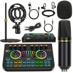 Microphone Mixer Bundle Kit for Podcast Recording Studio – Audio Mixer with Mic Stand, Sound Card, Streaming & Karaoke Setup for PC Phone Gaming