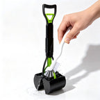 Portable Foldable Dog Poop Scooper with Cleaning Brush - Strong Serrated Clamp Waste Grabber for Yards Lawns & Gravel, No-Dead-Angle Pet Waste Pickup Tool, High-Strength Durable Design