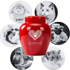 Ceramic Pet Memorial Urn Large Capacity - High-Grade Dog and Cat Cremation Keepsake Urn, Your Wings Were Ready But Our Hearts Were Not Engraved, Durable Pet Loss Grief Comfort Urn, Dark Green