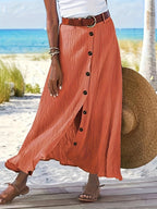 Women's A-Line Midi Maxi Skirt Side Slit Mid-Waist Long Flowy Semi-Sheer Polyester Skirt 8 Colors S-XXL Spring Summer Casual Daily Wear