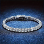 S925 Sterling Silver Moissanite Tennis Bracelet for Women Men – Luxury CZ Bling Hip Hop Bracelet Sizes 6–9 Inch, Wedding Anniversary Birthday Gift