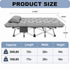 Heavy Duty Folding Guest Bed & Camping Cot – 566/766 lbs Capacity, 67"/79" Options, Optional Mattress, Portable Adult Outdoor Travel Bed for Camping Patio & Guests