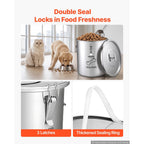 Stainless Steel Dog Food Storage Container 20L 5.28 Gal Large Airtight Pet Food Bin with Lid & Dual Handles for Dogs Cats - Metal Dog Food Canister for Rice Flour Coffee Keep Fresh Easy to Clean