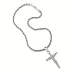 Stainless Steel Cross Necklace for Men & Women – Dainty Unisex Religious Pendant Necklace, Lightweight 0.25oz Exquisite Craftsmanship, Perfect Gift for Christmas, Birthday & Confirmation, 55cm / 22in