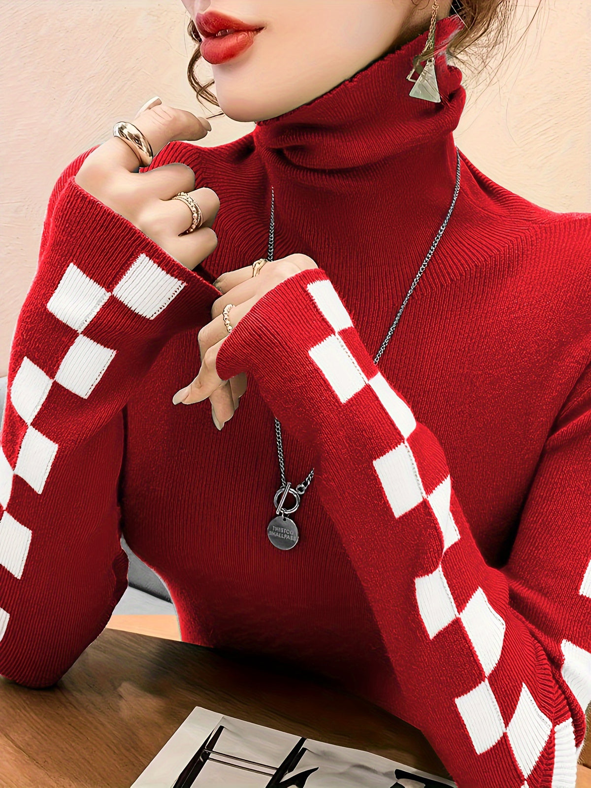 Women's High-Neck Slim-Fit Sweater – Turtleneck Base Layer Pullover Top for Fall, Winter & Everyday Layering