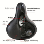 Gel Padded Bike Seat Waterproof Shock-Absorbing Bicycle Saddle – Soft Foam Leather Wide Cushion with Reflective Strip for City, Mountain, Road & Sport Bikes, Universal Fit for Men & Women