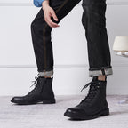 Men's Motorcycle Chukka Boots – Zipper & Lace-Up Genuine Leather Casual Fashion Boots with Non-Slip Sole, Cap Toe, Breathable Cushioned Insole, Black & Brown | Velora