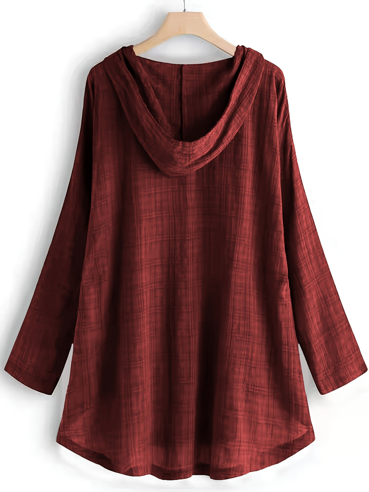 Women's Plaid Hooded Long Sleeve Drawstring Shirt | Asymmetrical Hem Waist-Tied Blouse Casual Autumn Outerwear Top