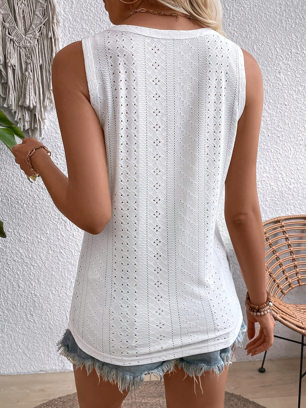 Women's Sleeveless V-Neck Button Detail Tank Top Solid Color Casual Daily Loose Fit Blouse Shirt | White Black Dark Green S-XXL