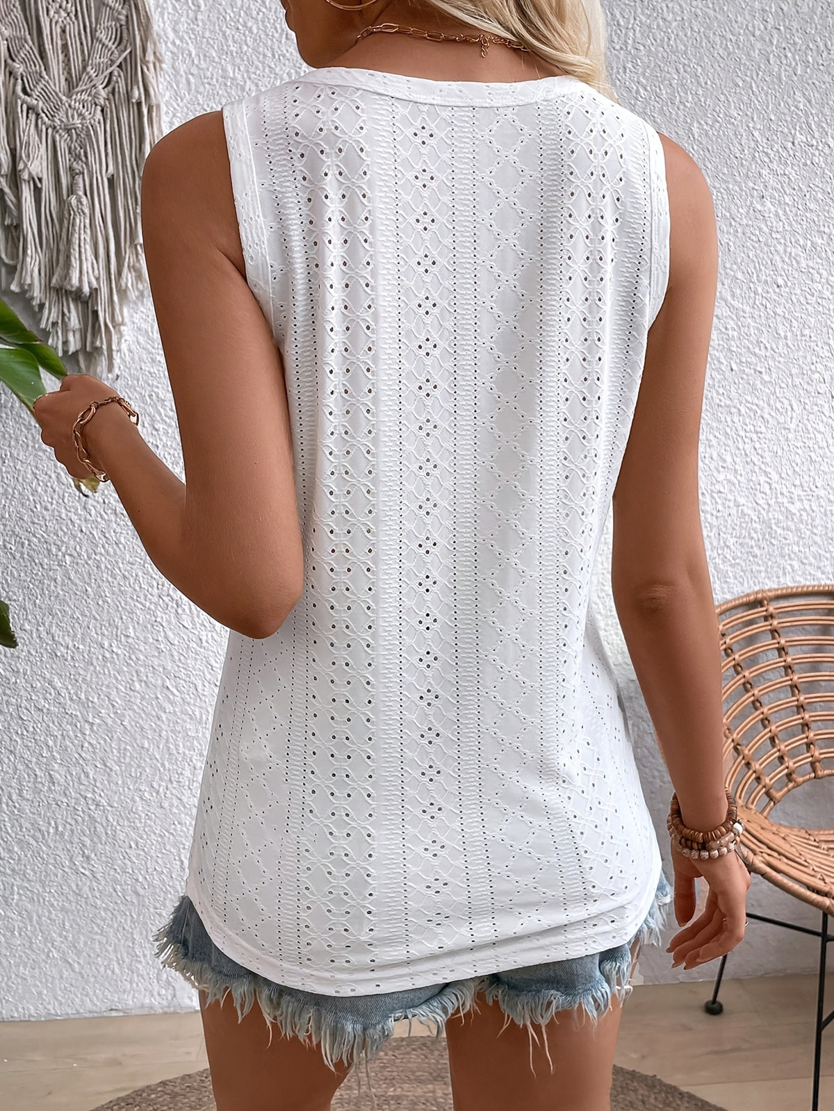 Women's Sleeveless V-Neck Button Detail Tank Top Solid Color Casual Daily Loose Fit Blouse Shirt | White Black Dark Green S-XXL