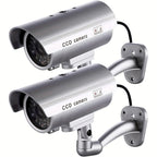 Dummy Security Camera Fake CCTV Surveillance System – Realistic Simulated LED Lights, Adjustable Mount & Warning Stickers, Indoor & Outdoor Home Security Decoy Camera – 2 or 4 Pack