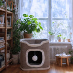 Foldable Multi-Level Cat Tree Tower for Indoor Cats - Scratch-Resistant Cat House with Cozy Top Bed Hideaway and Bell Balls, 1 to 3 Layers Cat Furniture for Climbing Playing and Resting