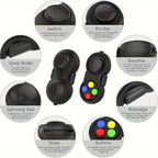 Fidget Pad Toy 3-Pack - Retro Handheld Controller with 8 Fidget Functions, Stress Relief Anxiety Toy for Kids Adults and Teens, ADHD Sensory Tool, Screen-Free Activity, Multiple Color Options