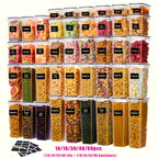 Airtight Food Storage Containers with Lids BPA Free – Flip-Top Locking Seal Plastic Pantry Organizer Jars for Rice, Cereal, Pasta, Flour & Sugar, Stackable, Sets of 6 to 84 Pieces