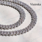 Men's Cuban Link Chain Necklace Hip Hop Style with Synthetic Gem Inlay – Silver & Gold Tone, 45cm / 50cm, Gift Box Included, Bold Statement Jewelry for Any Occasion