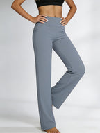 Women's High-Waisted Straight-Leg Yoga Pants with Pockets – Stretchy Casual Loose Fit Sportswear for Ladies, Summer Solid Color Workout Pants for Yoga Gym Pilates & Everyday Wear, S-XXL