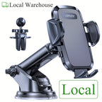 3-in-1 Car Phone Holder Suction Cup & Air Vent Mount | 360° Rotation, 6.5"-8.5" Telescopic Arm, 60LB Nano-Gel Suction, Scratch-Proof – Universal Fit for iPhone, Samsung, Google & All 4"-7.2" Phones