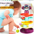 Colorful Spiral Rolling Ball Tower Track and Stack Toy Set for Toddlers Early Learning Color Recognition Fine Motor Skills Sensory Play Indoor Activity Birthday Christmas Holiday Gift for Boys Girls