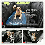 Dog Car Seat Cover Hard Bottom Back Seat Extender Holds 400 lbs – Dog Hammock Car Bed with Mesh Window & Storage Pockets for Cars SUVs Trucks All Breeds